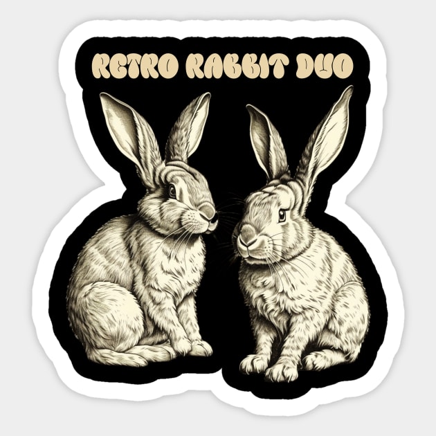 Retro Rabbit Duo Sticker by Jo Palmer